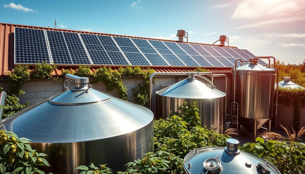 Solar-powered brewing at craft brewery